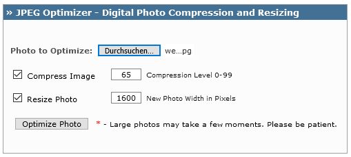 Screenshot der Einstellungen für den Optimizier
